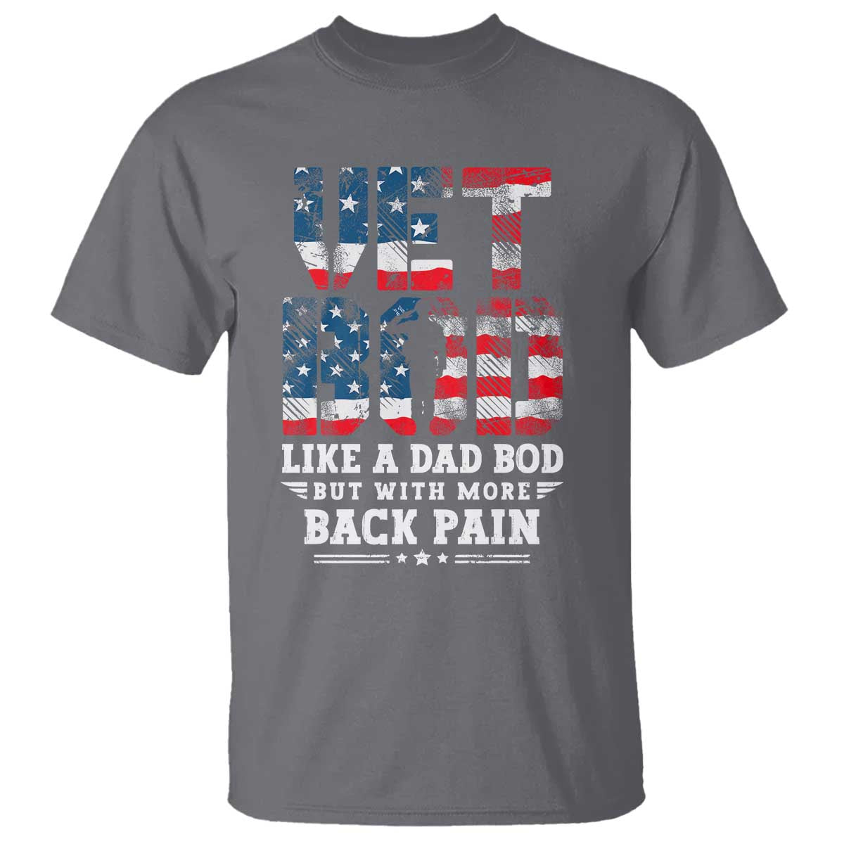 Vet Bod T Shirt Funny Military Veteran Dad Bod American Flag - Wonder Print Shop