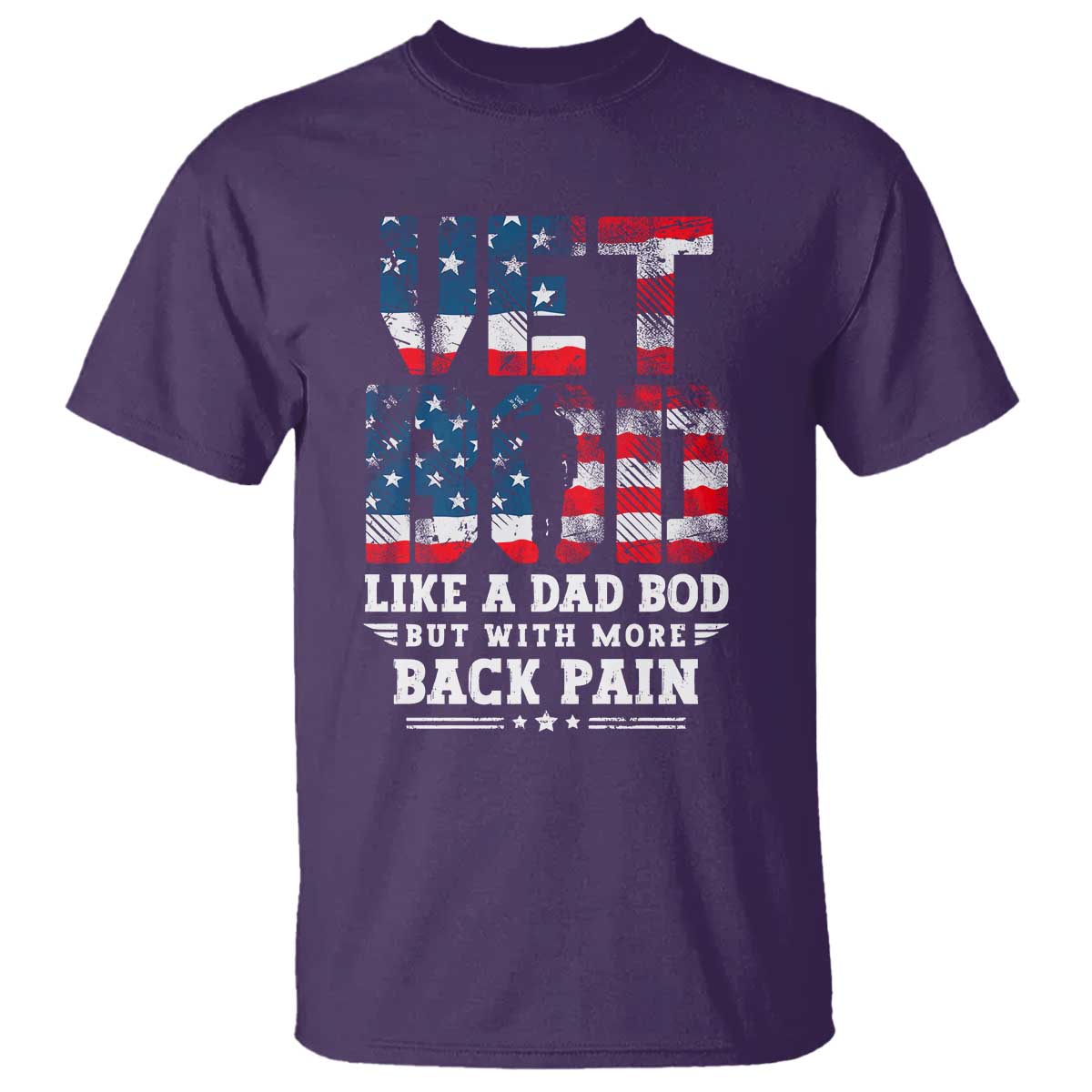Vet Bod T Shirt Funny Military Veteran Dad Bod American Flag - Wonder Print Shop