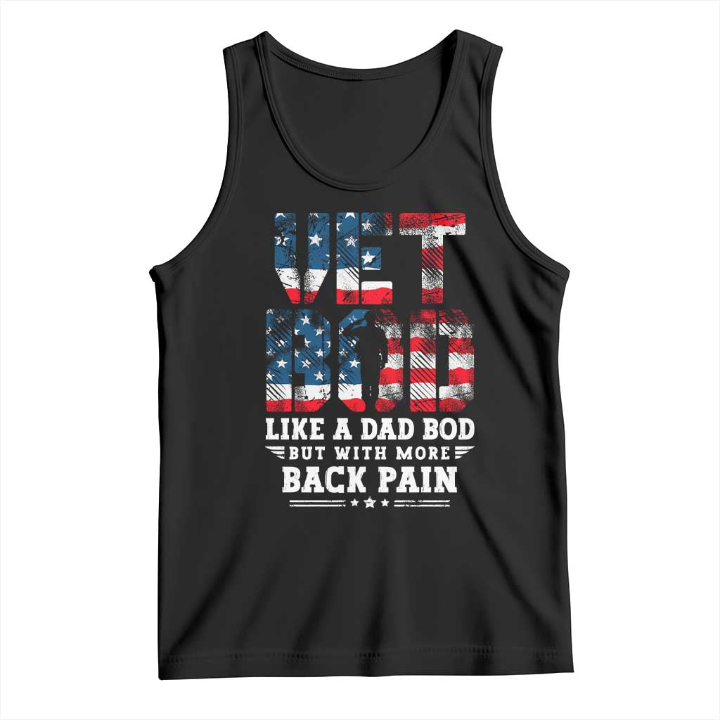 Vet Bod Tank Top Funny Military Veteran Dad Bod American Flag - Wonder Print Shop