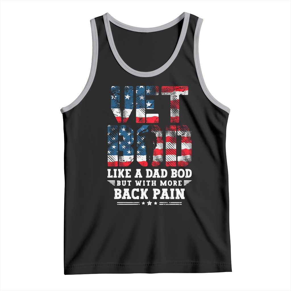 Vet Bod Tank Top Funny Military Veteran Dad Bod American Flag - Wonder Print Shop