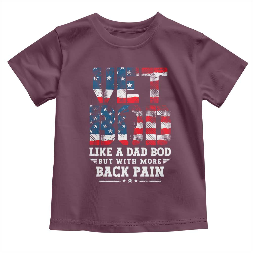 Vet Bod Toddler T Shirt Funny Military Veteran Dad Bod American Flag - Wonder Print Shop