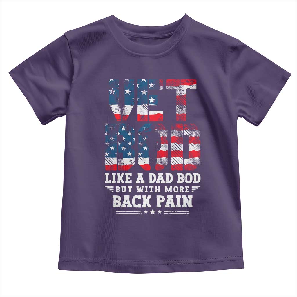 Vet Bod Toddler T Shirt Funny Military Veteran Dad Bod American Flag - Wonder Print Shop