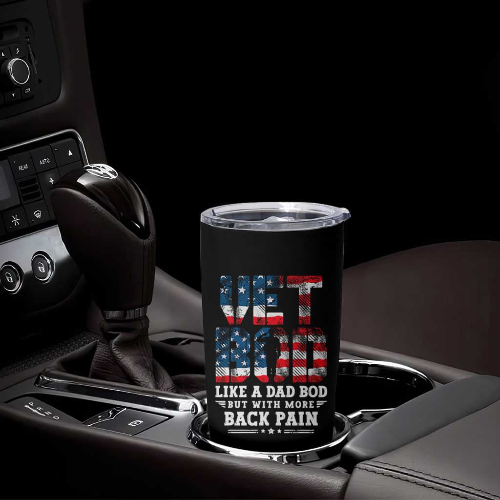 Vet Bod Tumbler Cup Funny Military Veteran Dad Bod American Flag - Wonder Print Shop
