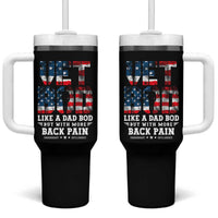 Vet Bod Tumbler With Handle Funny Military Veteran Dad Bod American Flag - Wonder Print Shop