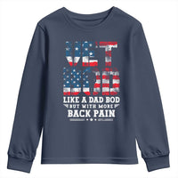 Vet Bod Youth Sweatshirt Funny Military Veteran Dad Bod American Flag - Wonder Print Shop