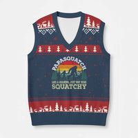 Grandpa Bigfoot V-Neck Knit Sweater Vest Retro Sasquatch Funny - Wonder Print Shop