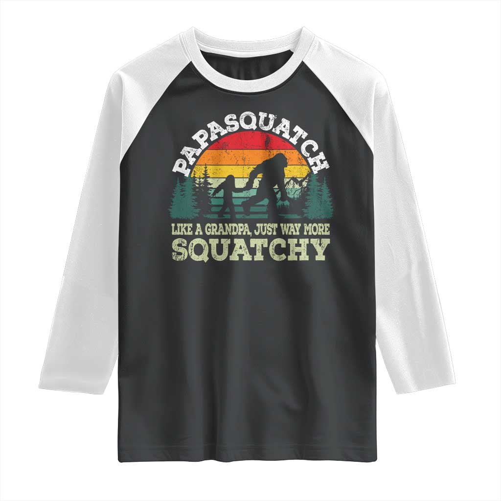 Grandpa Bigfoot Raglan Shirt Retro Sasquatch Funny - Wonder Print Shop