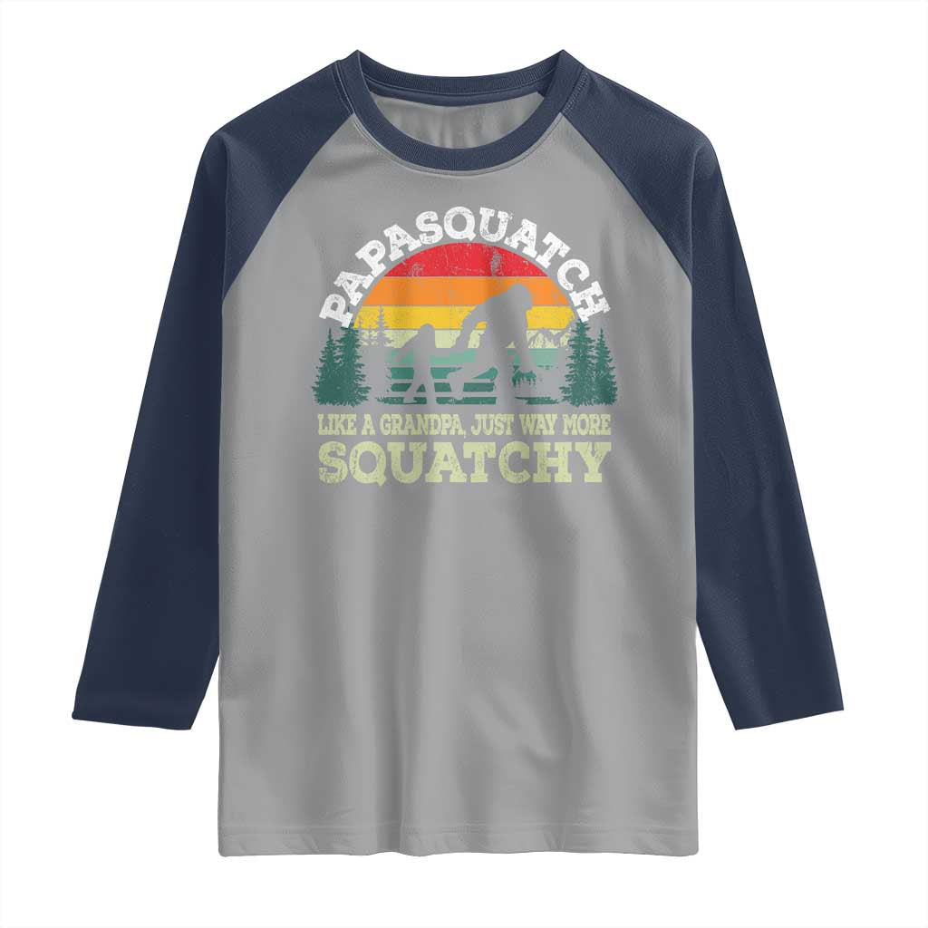 Grandpa Bigfoot Raglan Shirt Retro Sasquatch Funny - Wonder Print Shop