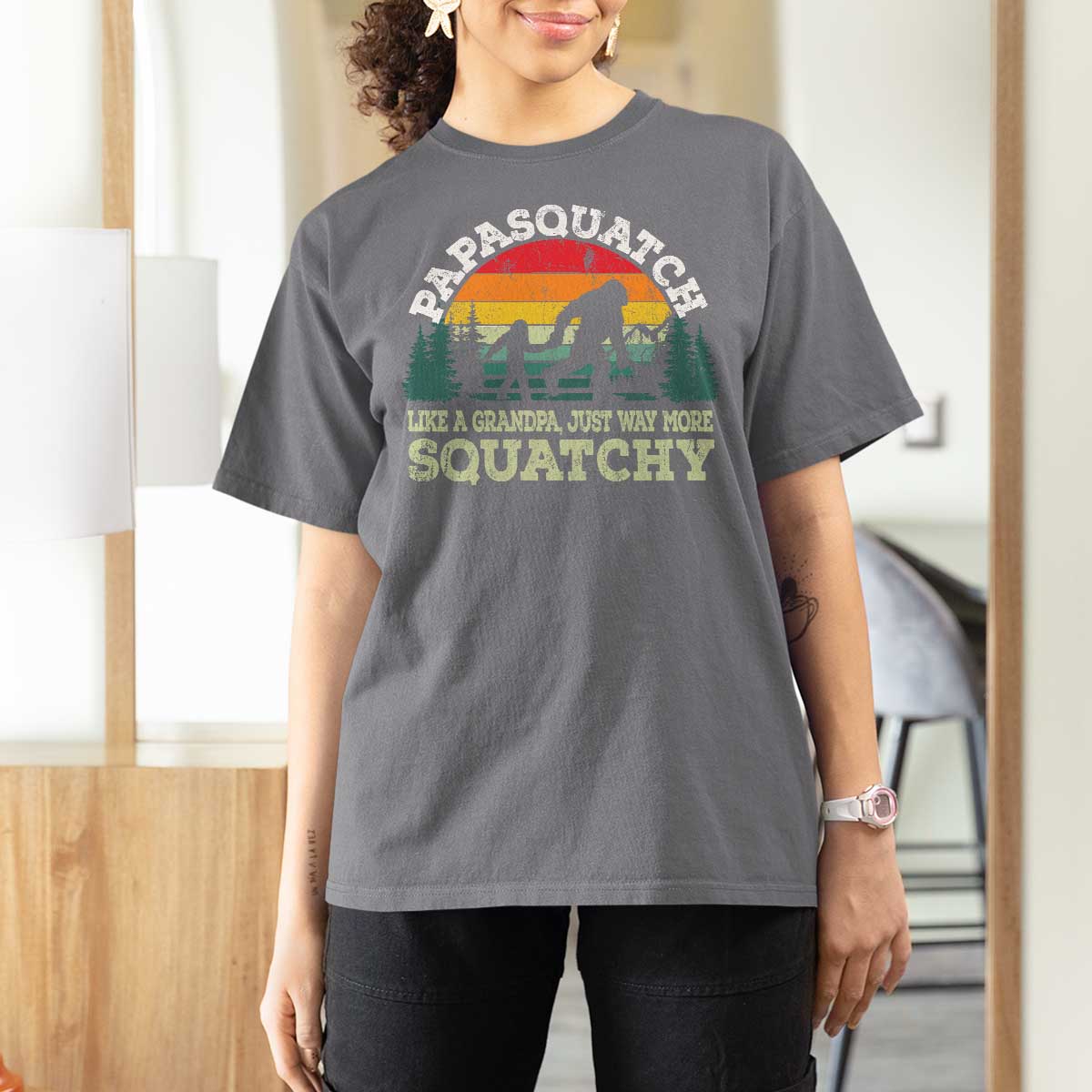 Grandpa Bigfoot T Shirt For Women Retro Sasquatch Funny - Wonder Print Shop