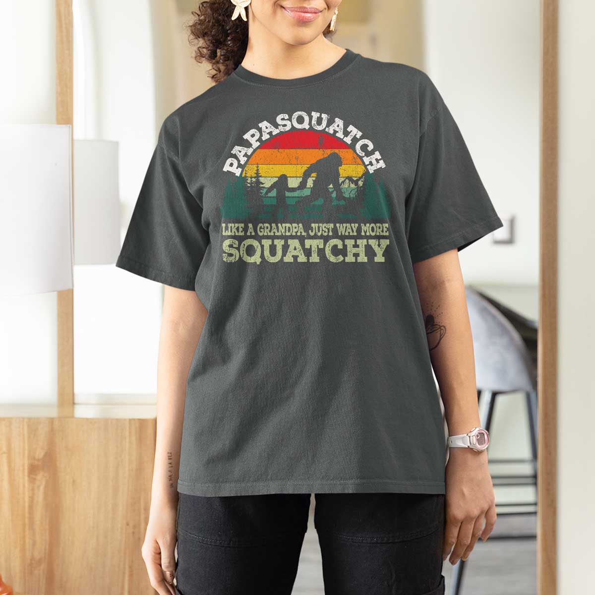 Grandpa Bigfoot T Shirt For Women Retro Sasquatch Funny - Wonder Print Shop