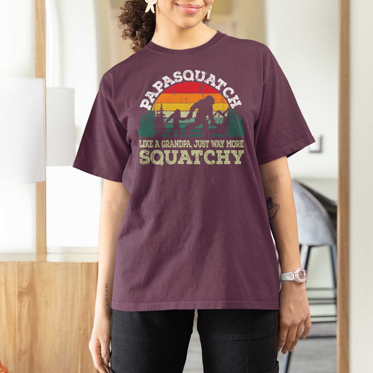 Grandpa Bigfoot T Shirt For Women Retro Sasquatch Funny - Wonder Print Shop