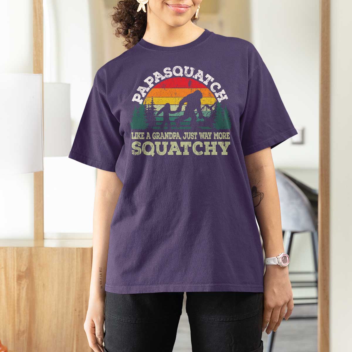 Grandpa Bigfoot T Shirt For Women Retro Sasquatch Funny - Wonder Print Shop