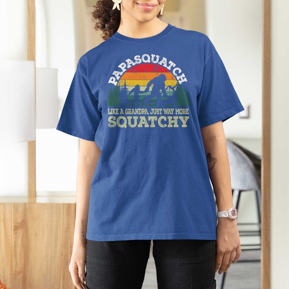 Grandpa Bigfoot T Shirt For Women Retro Sasquatch Funny - Wonder Print Shop
