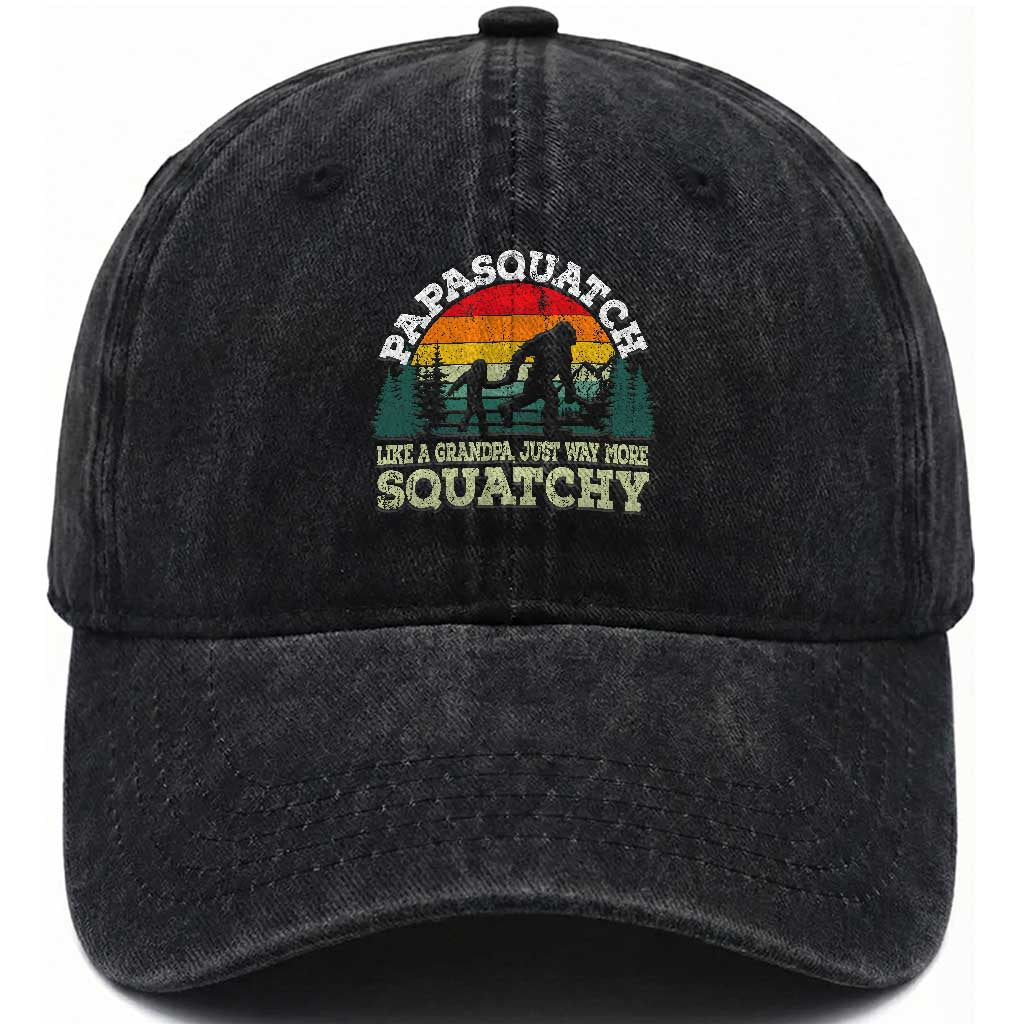 Grandpa Bigfoot Washed Cotton Baseball Cap Retro Sasquatch Funny