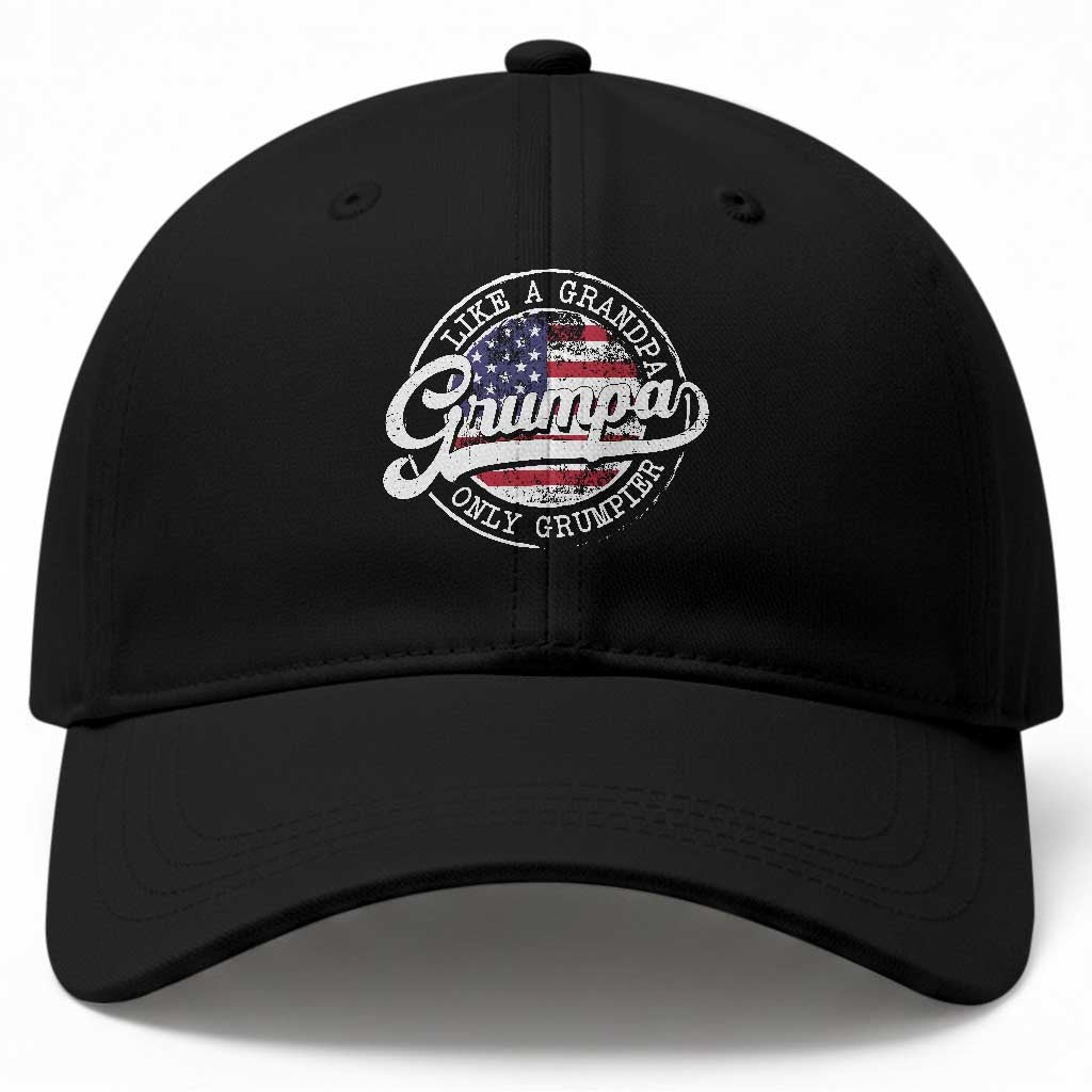 Grumpa Like Regular Grandpa Only Grumpier Baseball Cap Funny Grandfather Grandpa American Flag