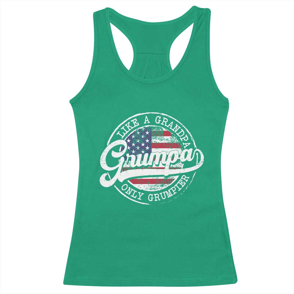 Grumpa Like Regular Grandpa Only Grumpier Racerback Tank Top Funny Grandfather Grandpa American Flag
