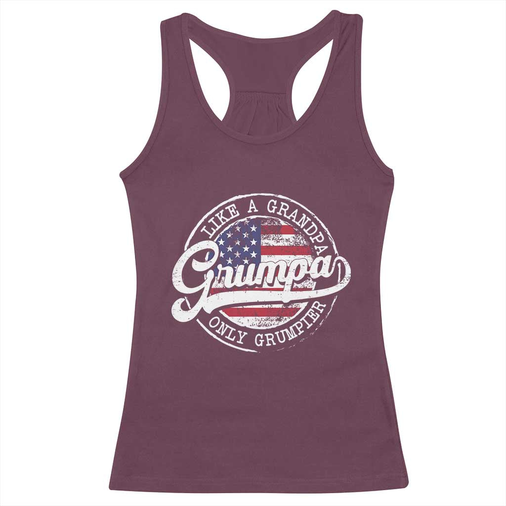 Grumpa Like Regular Grandpa Only Grumpier Racerback Tank Top Funny Grandfather Grandpa American Flag