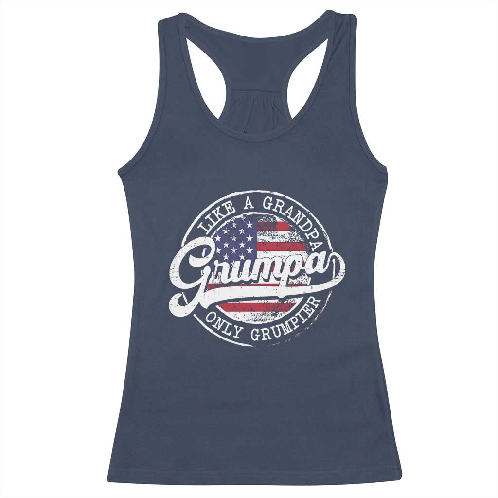 Grumpa Like Regular Grandpa Only Grumpier Racerback Tank Top Funny Grandfather Grandpa American Flag