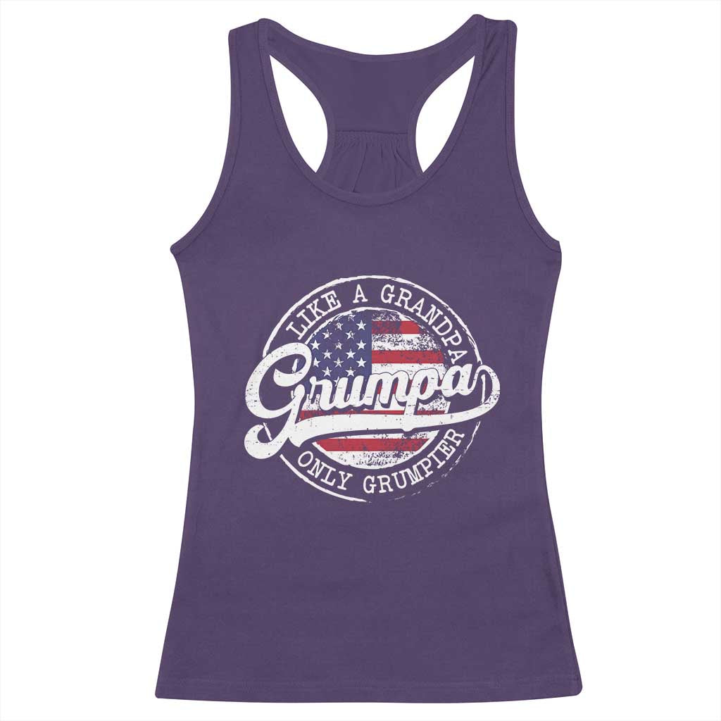 Grumpa Like Regular Grandpa Only Grumpier Racerback Tank Top Funny Grandfather Grandpa American Flag