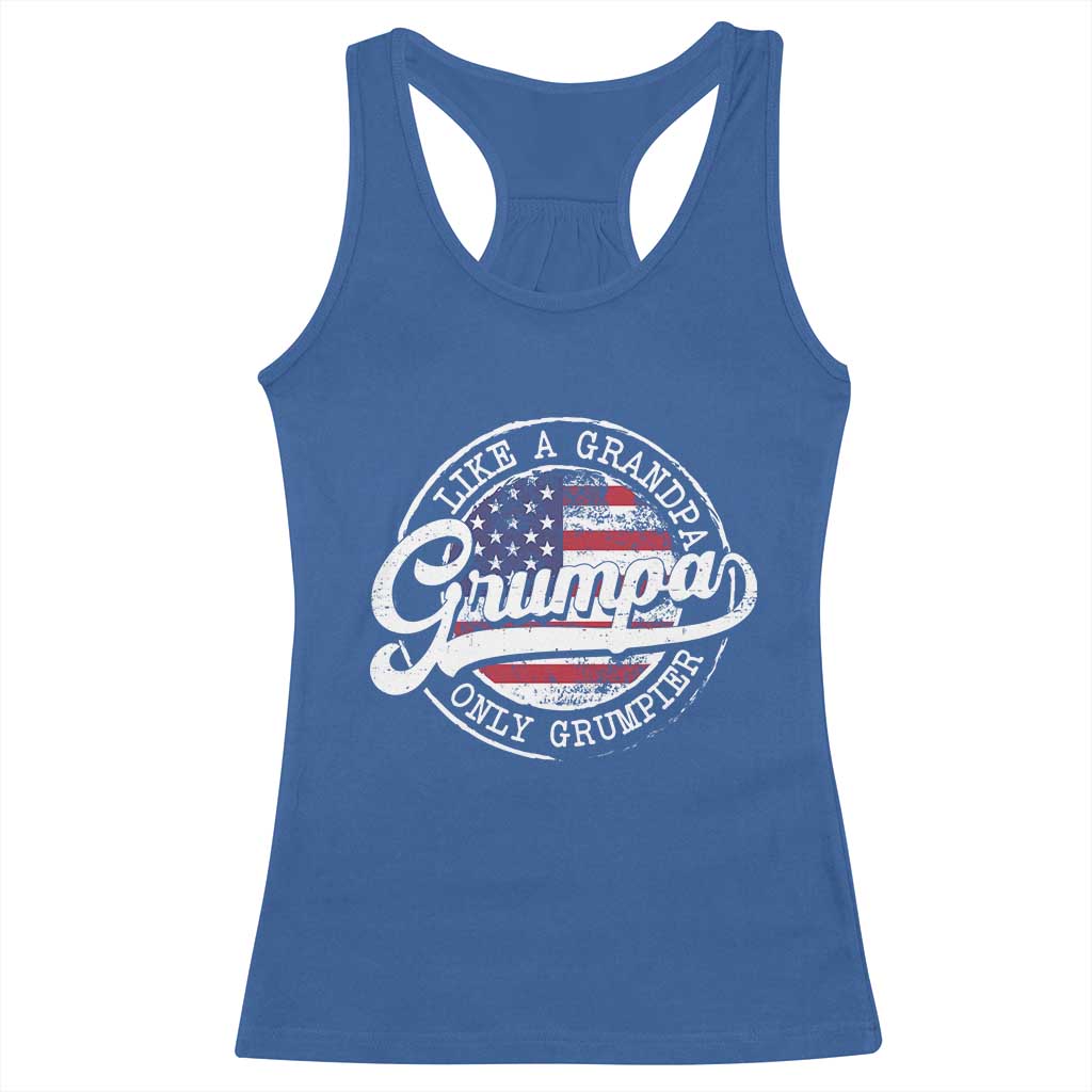Grumpa Like Regular Grandpa Only Grumpier Racerback Tank Top Funny Grandfather Grandpa American Flag