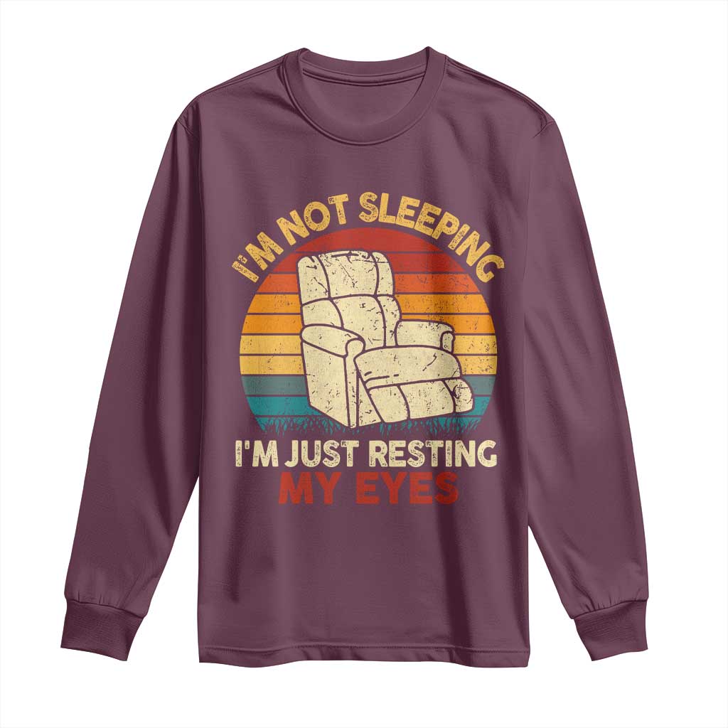 Dad Papa Grandpa Jokes Long Sleeve Shirt I'm Not Sleeping I'm Just Resting My Eyes