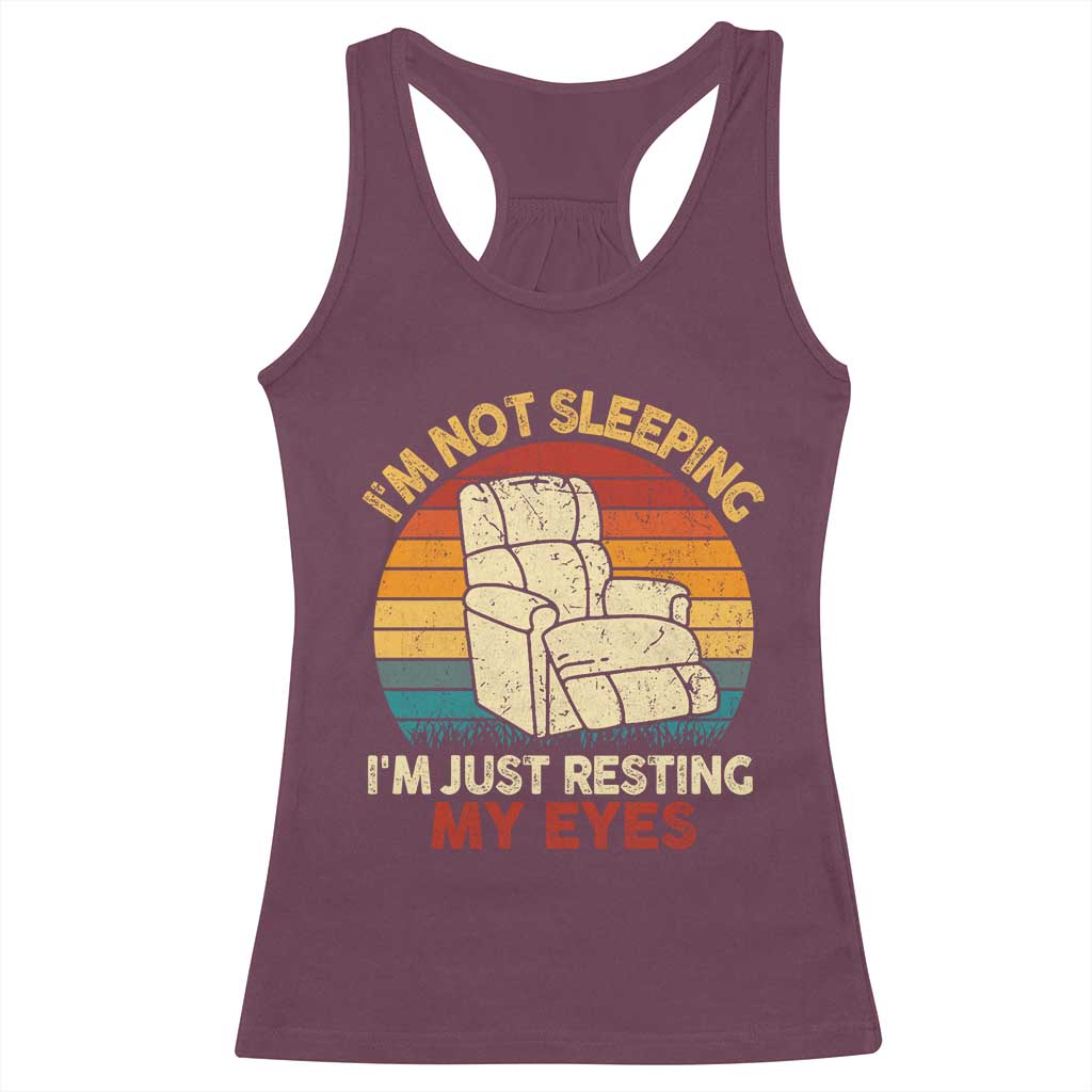 Dad Papa Grandpa Jokes Racerback Tank Top I'm Not Sleeping I'm Just Resting My Eyes