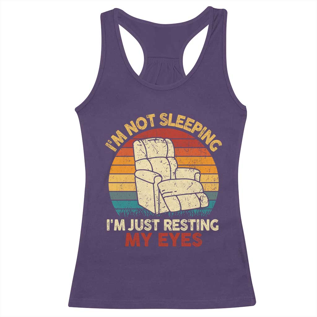 Dad Papa Grandpa Jokes Racerback Tank Top I'm Not Sleeping I'm Just Resting My Eyes