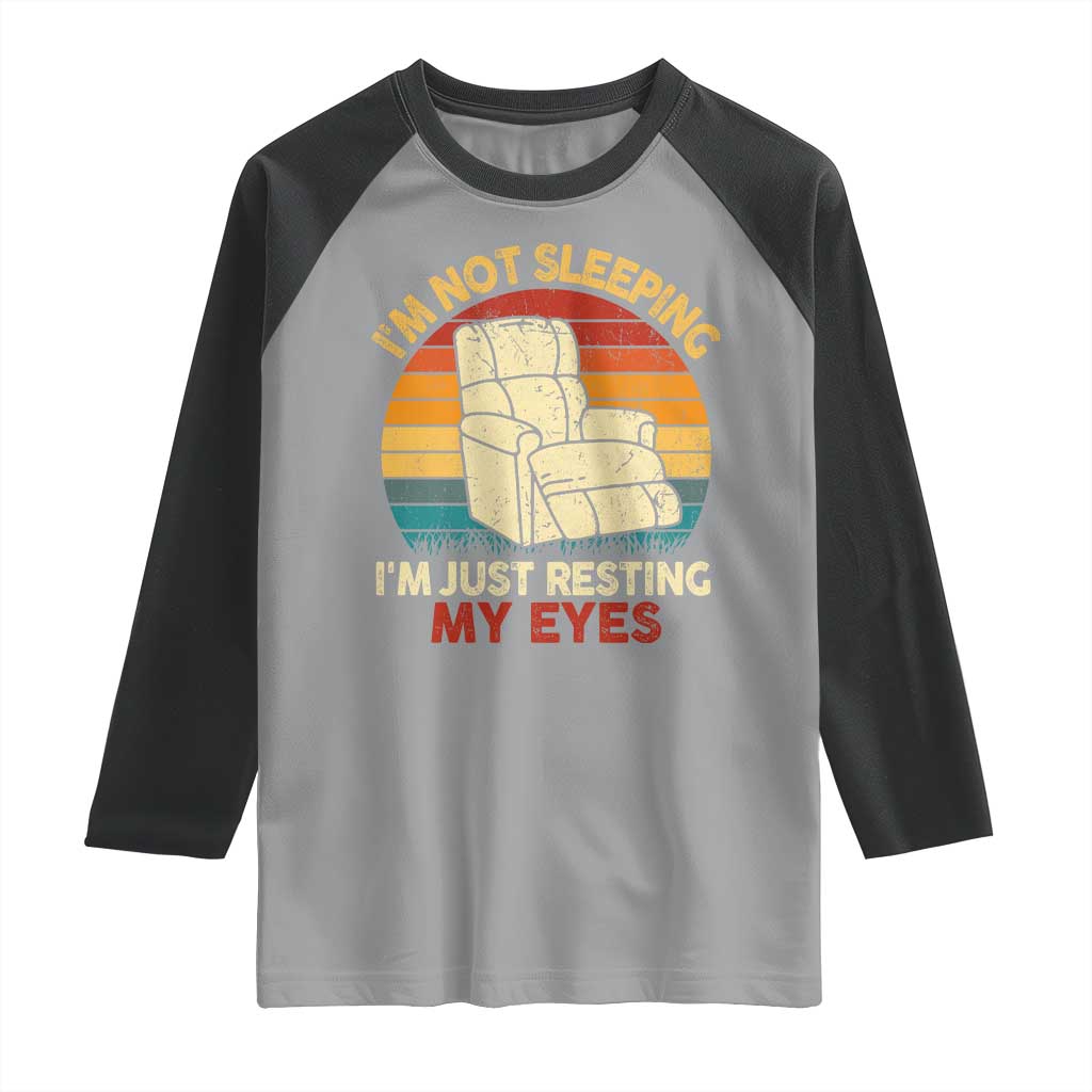 Dad Papa Grandpa Jokes Raglan Shirt I'm Not Sleeping I'm Just Resting My Eyes