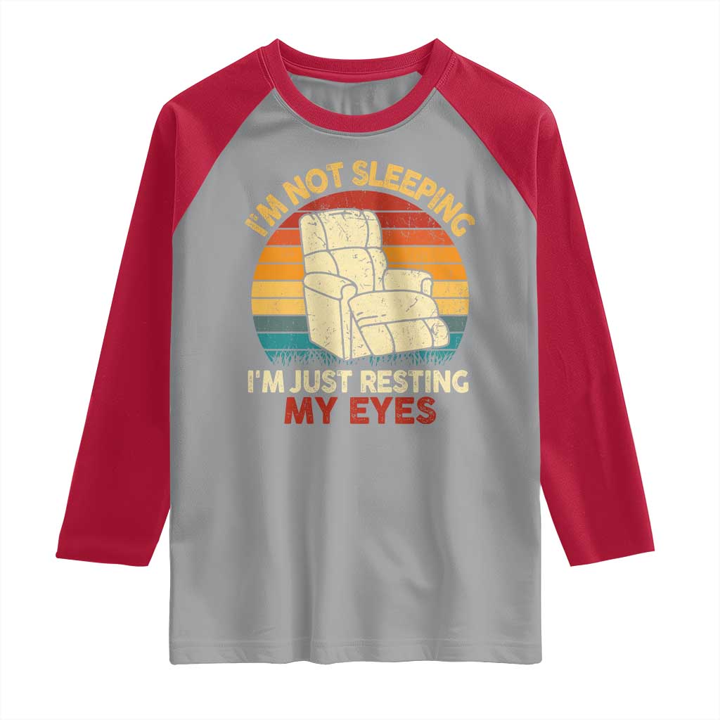 Dad Papa Grandpa Jokes Raglan Shirt I'm Not Sleeping I'm Just Resting My Eyes