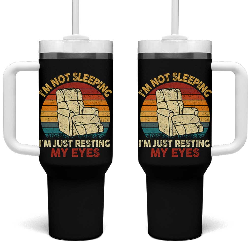 Dad Papa Grandpa Jokes Tumbler With Handle I'm Not Sleeping I'm Just Resting My Eyes