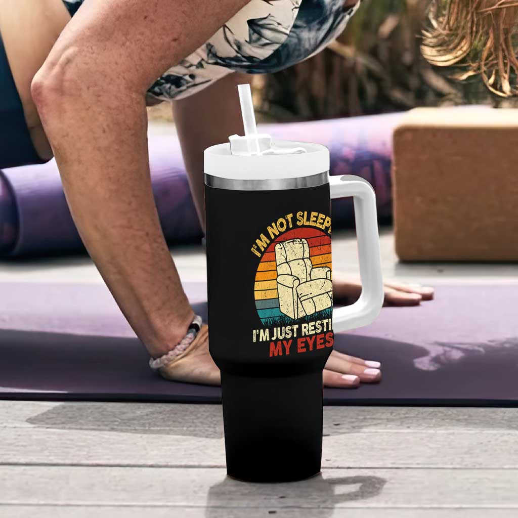 Dad Papa Grandpa Jokes Tumbler With Handle I'm Not Sleeping I'm Just Resting My Eyes