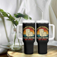 Dad Papa Grandpa Jokes Tumbler With Handle I'm Not Sleeping I'm Just Resting My Eyes