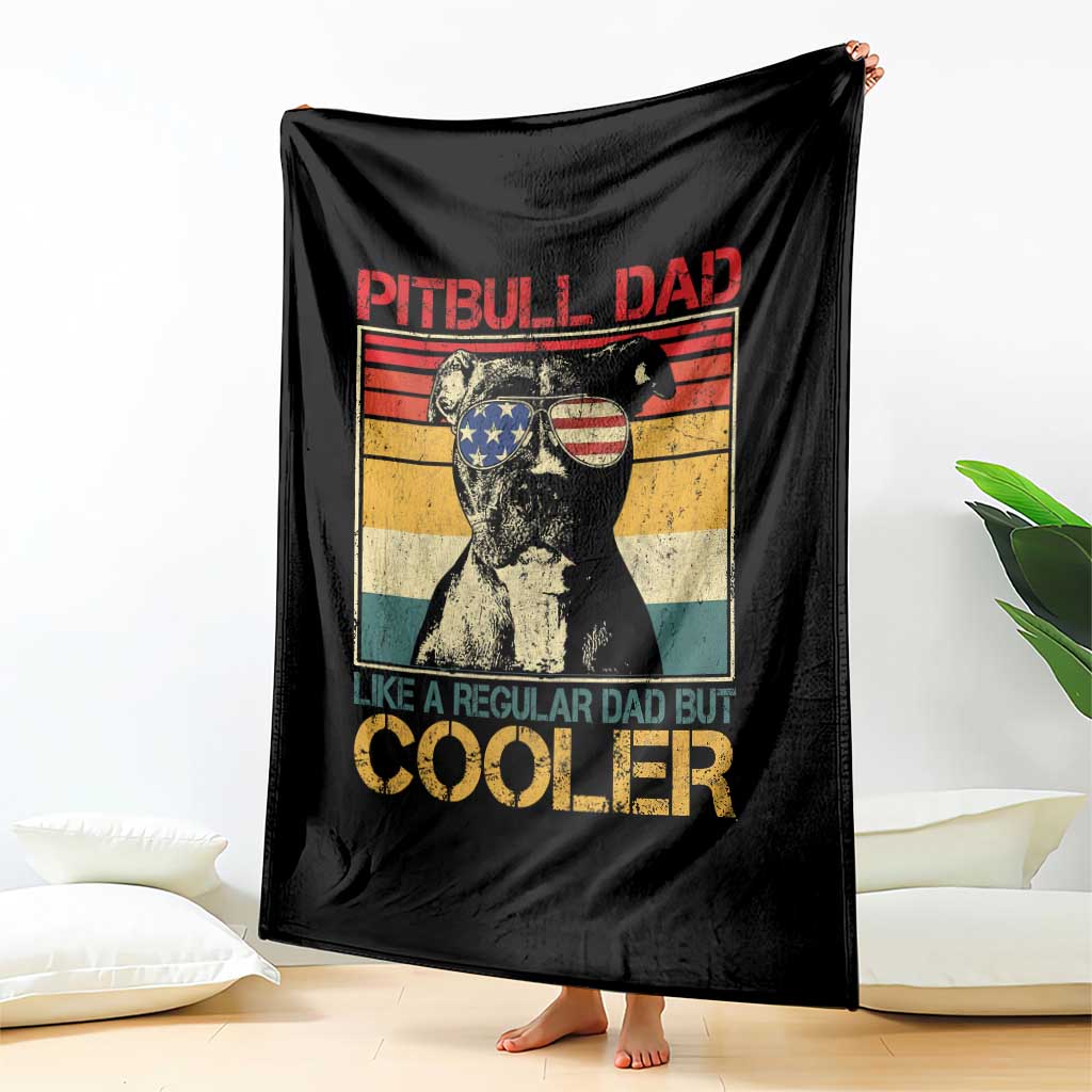Vintage Pitbull Dad Throw Blanket Like A Regular Dad But Cooler - Wonder Print Shop