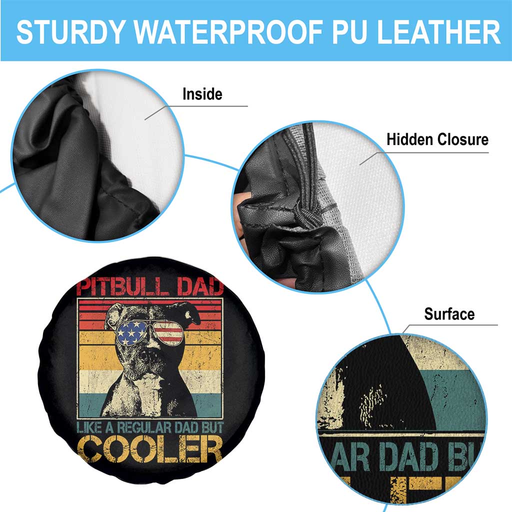 Vintage Pitbull Dad Spare Tire Cover Like A Regular Dad But Cooler - Wonder Print Shop