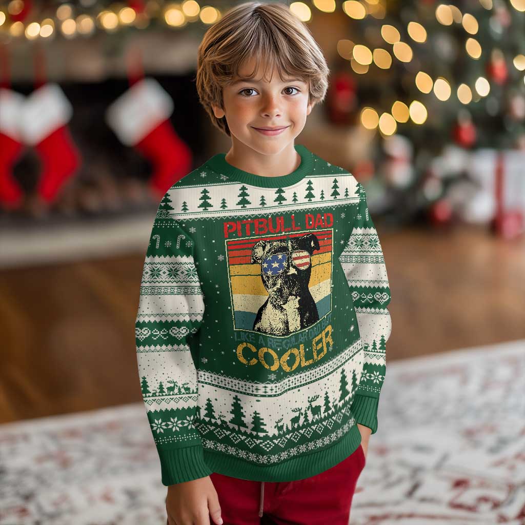 Vintage Pitbull Dad Ugly Christmas Sweater Like A Regular Dad But Cooler - Wonder Print Shop