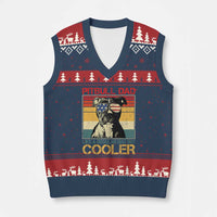 Vintage Pitbull Dad V-Neck Knit Sweater Vest Like A Regular Dad But Cooler - Wonder Print Shop
