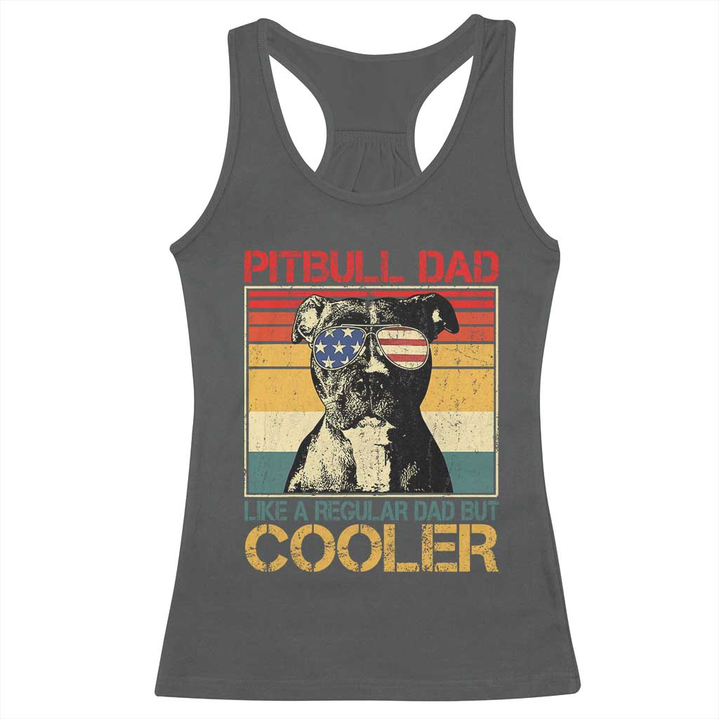 Vintage Pitbull Dad Racerback Tank Top Like A Regular Dad But Cooler - Wonder Print Shop