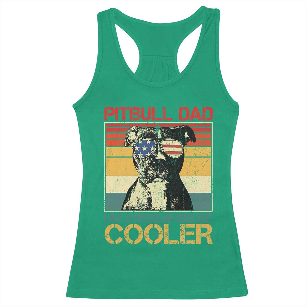 Vintage Pitbull Dad Racerback Tank Top Like A Regular Dad But Cooler - Wonder Print Shop