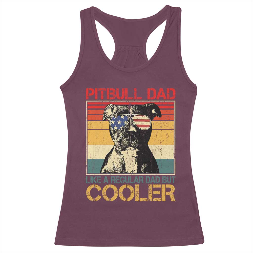 Vintage Pitbull Dad Racerback Tank Top Like A Regular Dad But Cooler - Wonder Print Shop