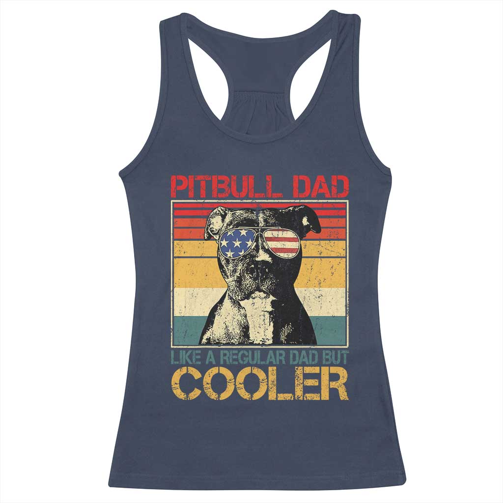 Vintage Pitbull Dad Racerback Tank Top Like A Regular Dad But Cooler - Wonder Print Shop