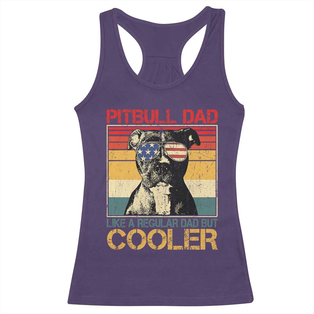 Vintage Pitbull Dad Racerback Tank Top Like A Regular Dad But Cooler - Wonder Print Shop
