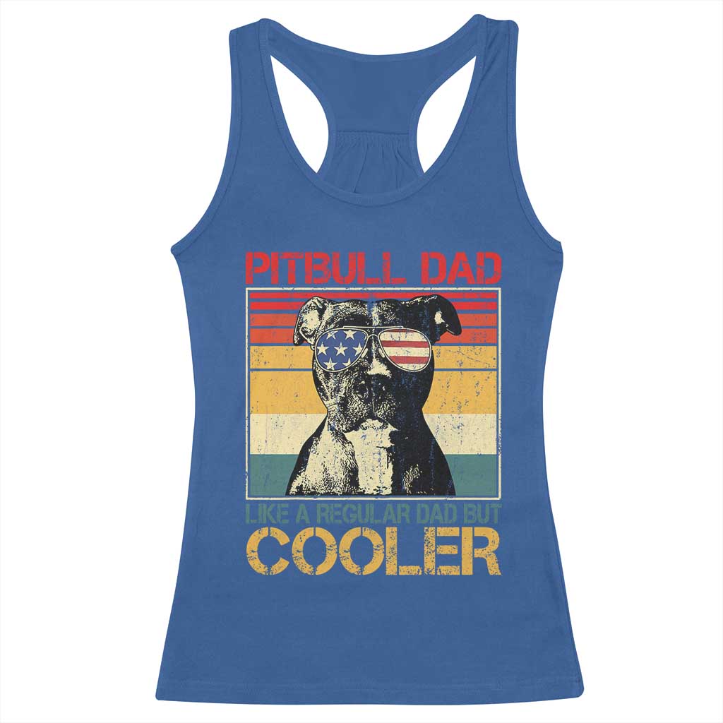 Vintage Pitbull Dad Racerback Tank Top Like A Regular Dad But Cooler - Wonder Print Shop