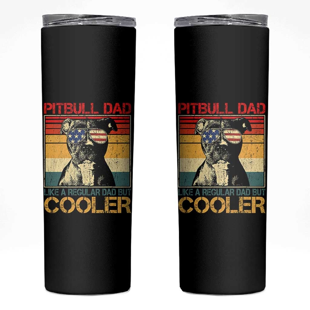 Vintage Pitbull Dad Skinny Tumbler Like A Regular Dad But Cooler - Wonder Print Shop