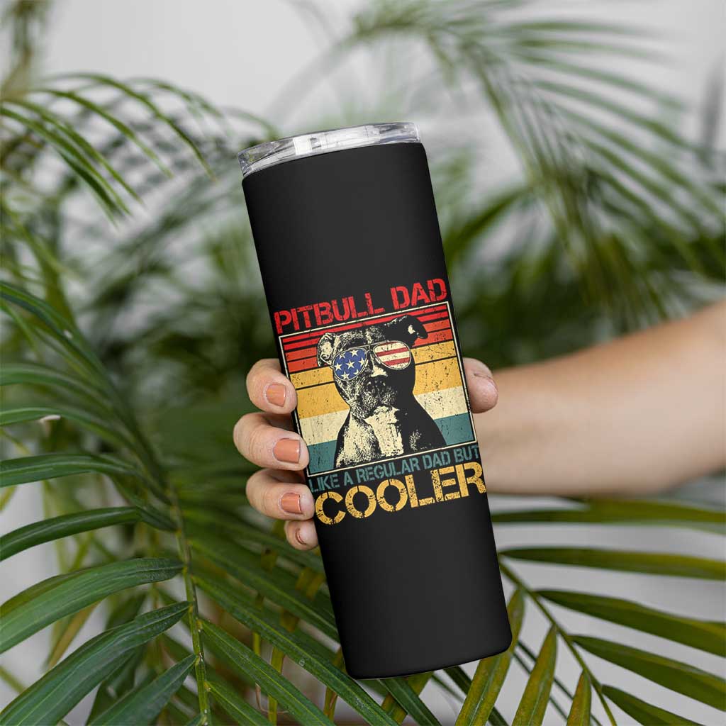 Vintage Pitbull Dad Skinny Tumbler Like A Regular Dad But Cooler - Wonder Print Shop