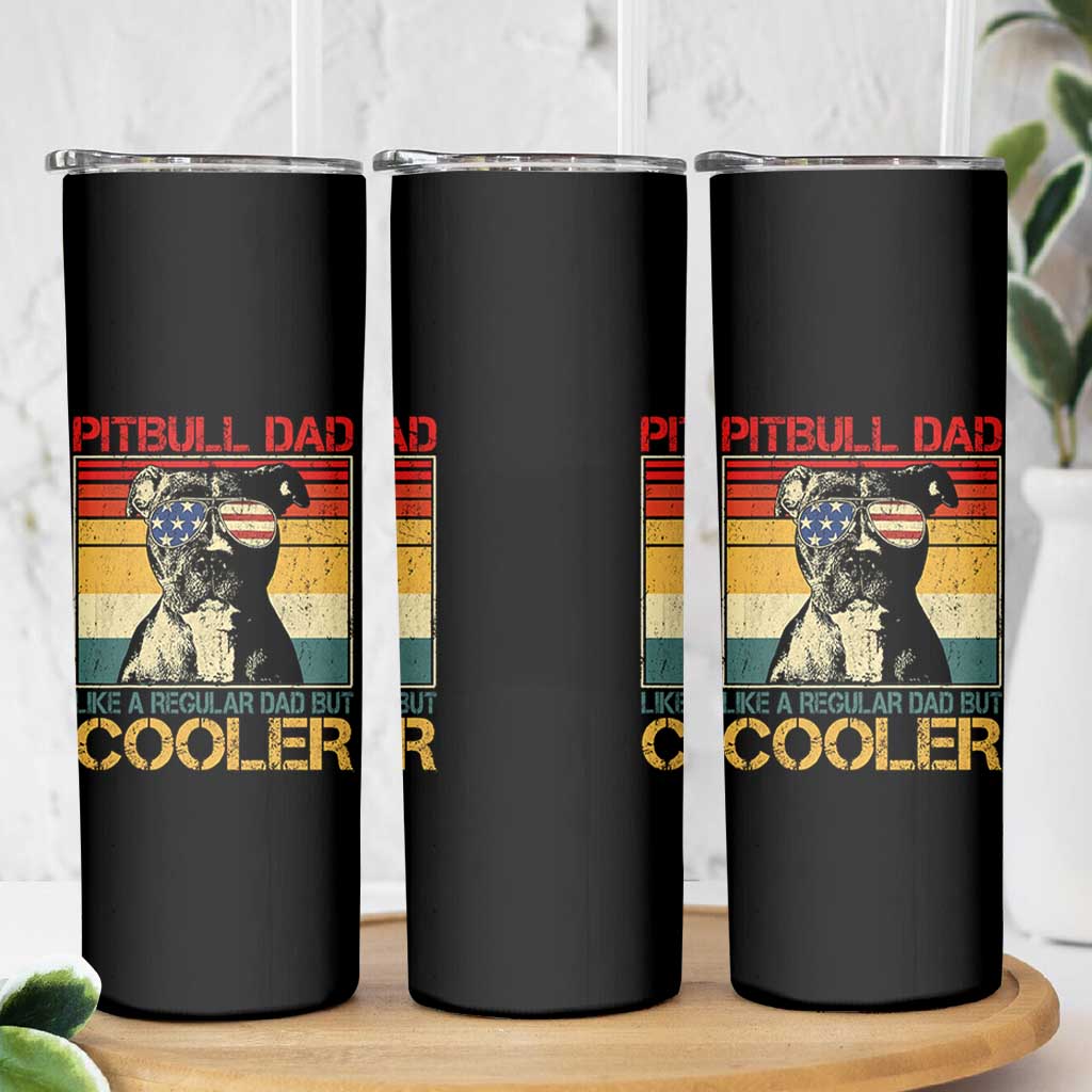 Vintage Pitbull Dad Skinny Tumbler Like A Regular Dad But Cooler - Wonder Print Shop