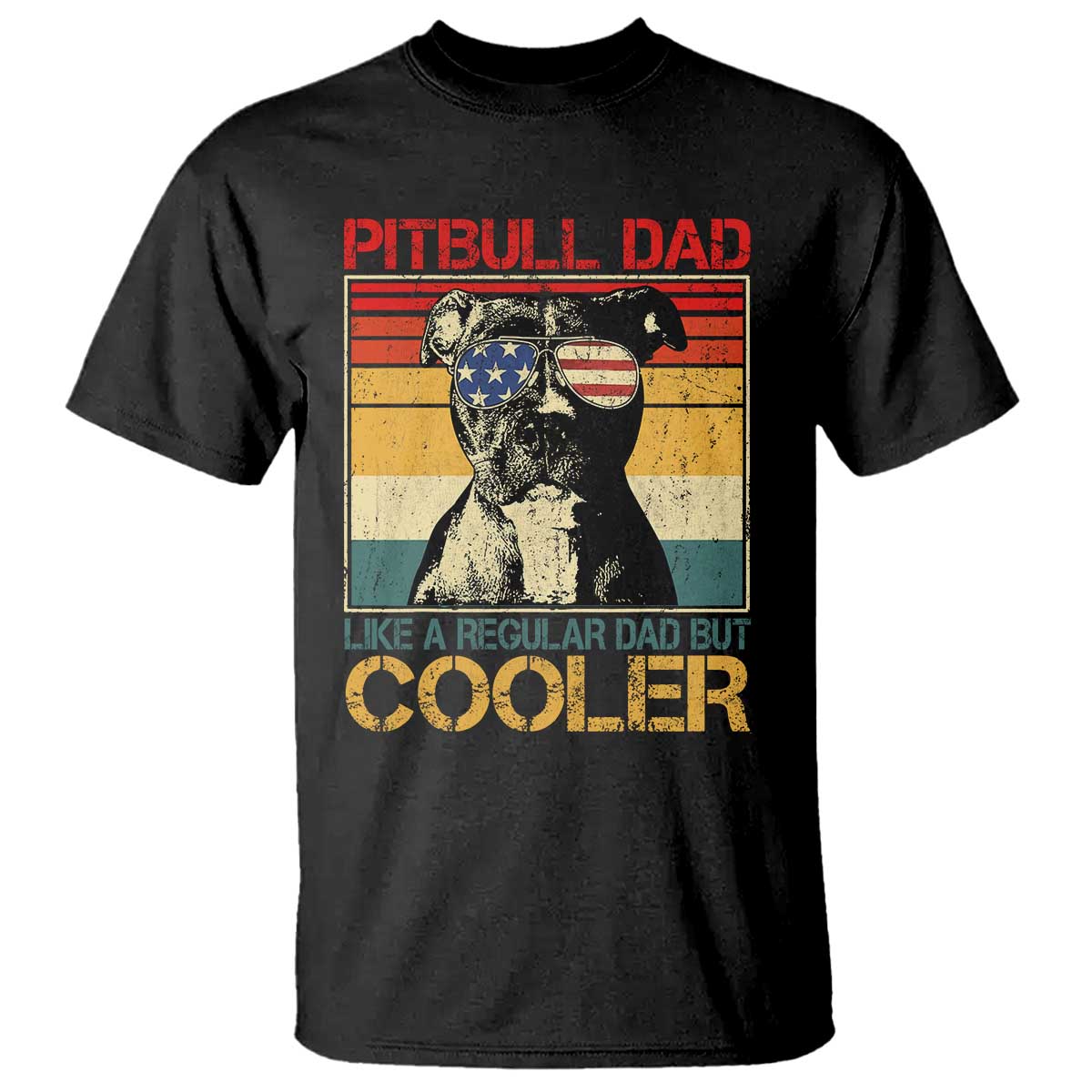 Vintage Pitbull Dad T Shirt Like A Regular Dad But Cooler - Wonder Print Shop