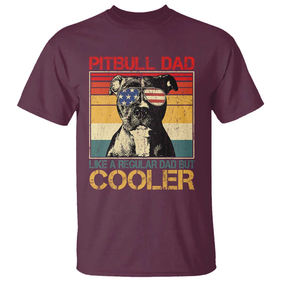 Vintage Pitbull Dad T Shirt Like A Regular Dad But Cooler - Wonder Print Shop