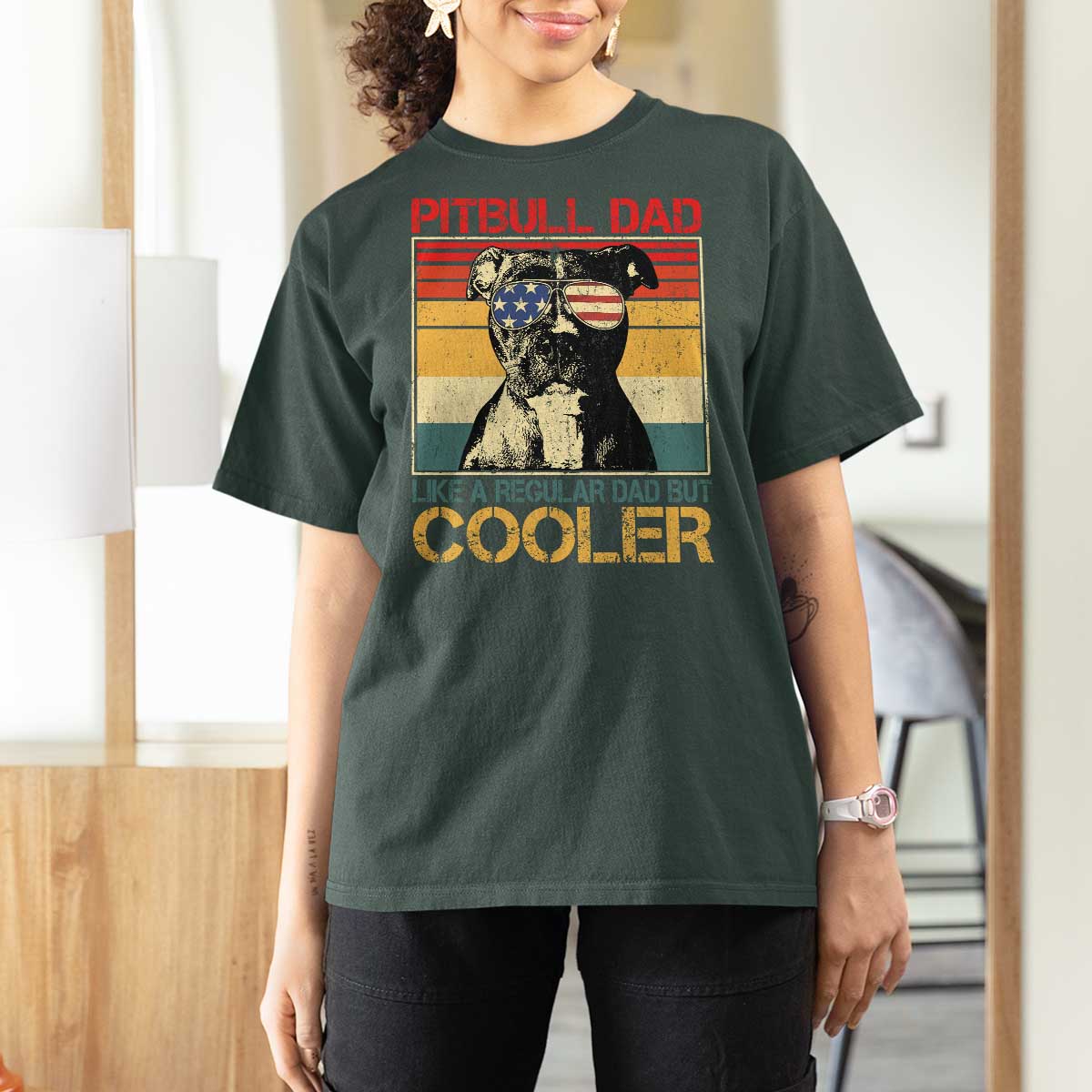 Vintage Pitbull Dad T Shirt For Women Like A Regular Dad But Cooler - Wonder Print Shop