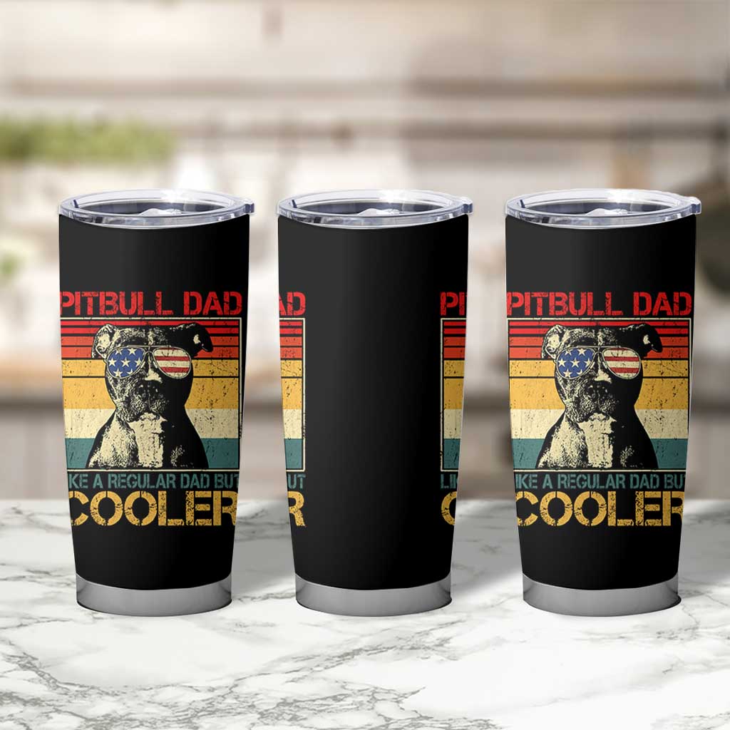 Vintage Pitbull Dad Tumbler Cup Like A Regular Dad But Cooler - Wonder Print Shop