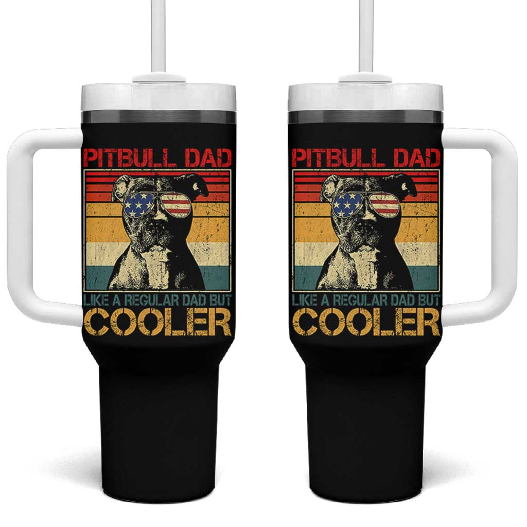 Vintage Pitbull Dad Tumbler With Handle Like A Regular Dad But Cooler - Wonder Print Shop